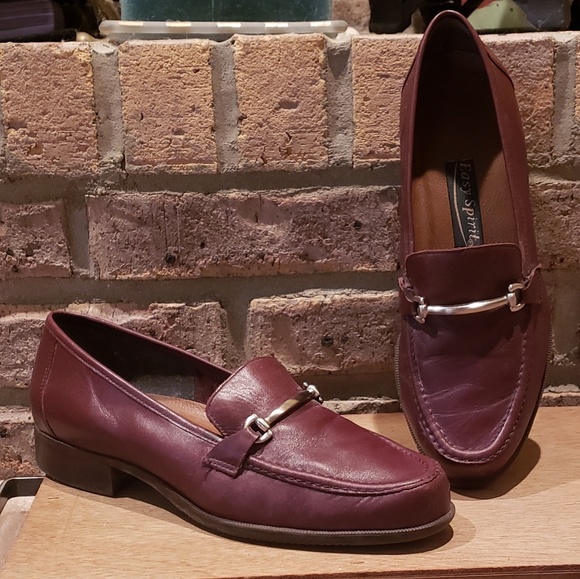Easy Spirit Shoes - Maroon Red Leather Oxford Flats